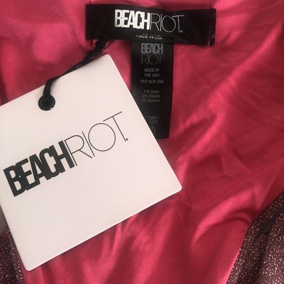 BEACH RIOT Island Bikini Bottom Pink Shine Ombre Lurex - Picture 4 of 5